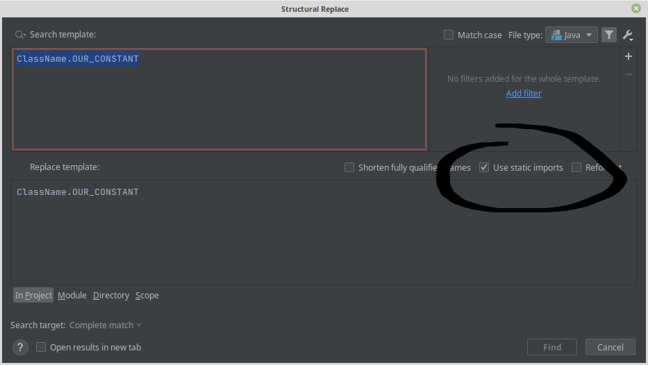 IntelliJ Structural Replace