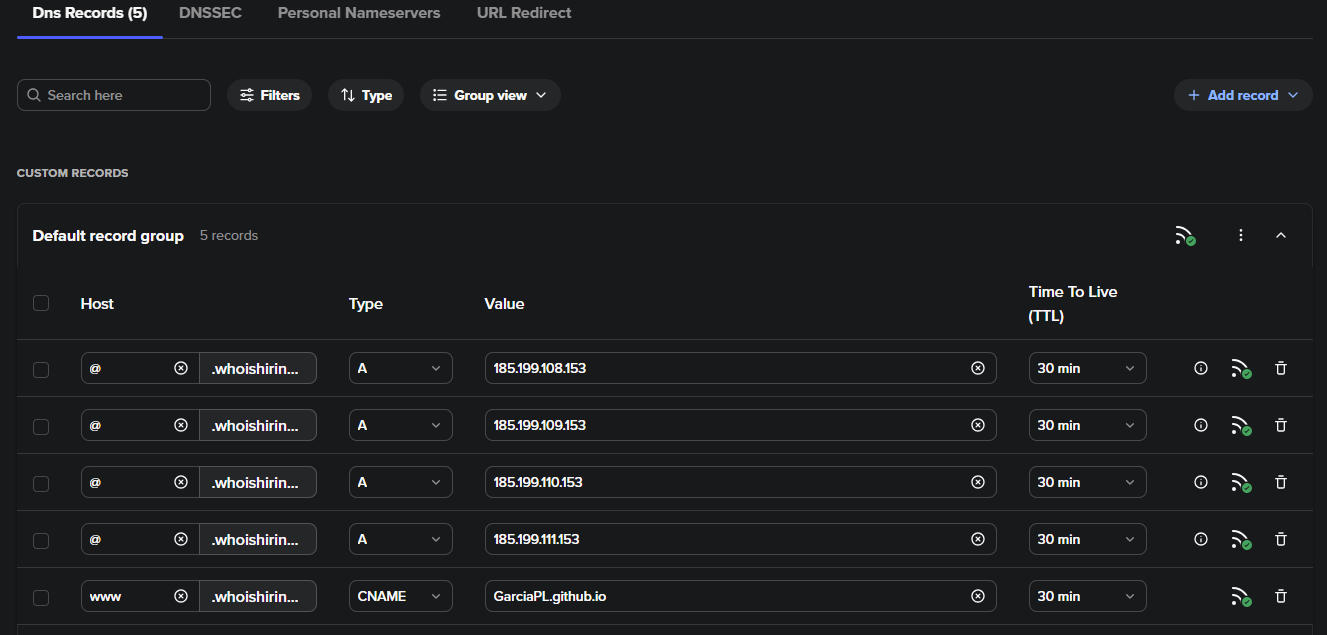 Spaceship DNS Records